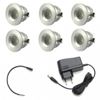 Pack 6 mini spots LED blanc avec prise