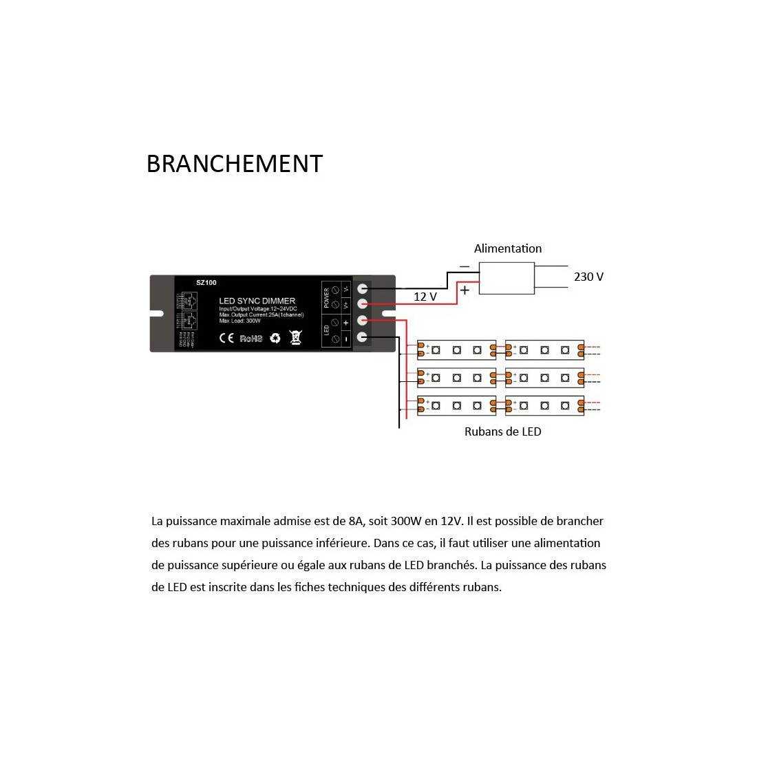 Variateur pour éclairage LED 12V / 24V 25A