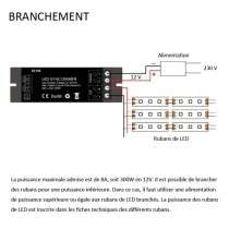Montage variateur radio mural tactile pour bandeau LED blanc