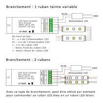 Montage variateur radio mural tactile pour bandeau LED blanc variable