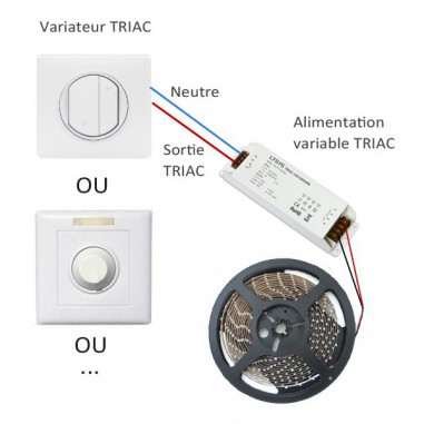 Connecteur d'alimentation 3 contacts pour ruban LED à blanc variable