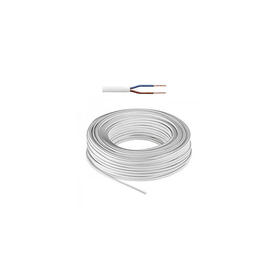 Câble deux fils 0.5 mm² avec gaine blanc ovale