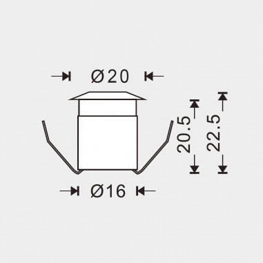 Dimensions Mini spot LED extérieur 20 mm