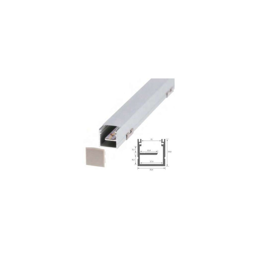 Evo - 2m Or - Profilé plat pour ruban LED, Profil en aluminium avec coque -  2 mètres - Conduit à encastrer pour bandes LED