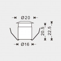 Dimensions Mini spot LED extérieur 20 mm