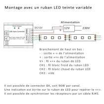 Montage variateur RF pour ruban teinte variable touche