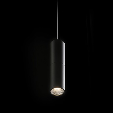 Suspension ovale noir mat allumée