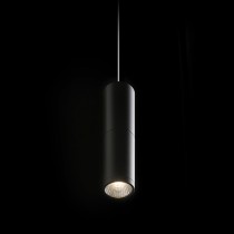 Suspension ovale noir mat allumée