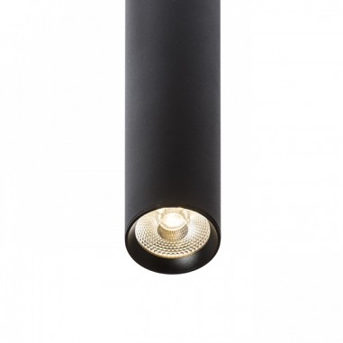 Suspension LED tube noire allumée zoom