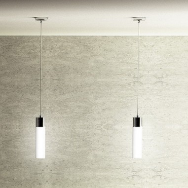 Suspension tube en verre opale rendu en duo