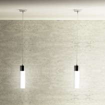 Suspension tube en verre opale rendu en duo