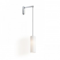 Applique murale avec abat-jour en textile blanc allumée