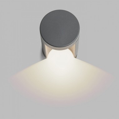 Applique cylindrique extérieure grise anthracite, vue de face allumée