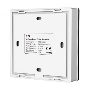Arrière et fixation de la télécommande murale noire teinte variable 4 zones