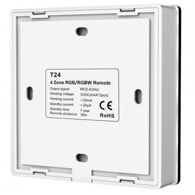 Fixation de la télécommande murale noire RGB/RGBW 4 zones