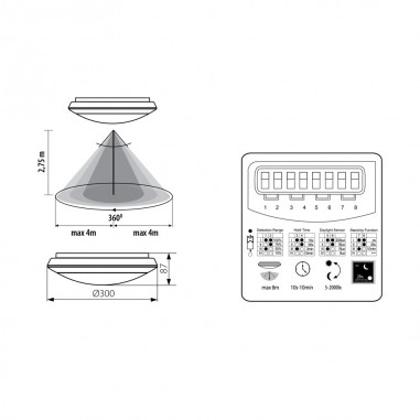 dimensions Hublot HF 16/22W avec standby