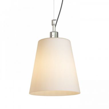 Suspension abat-jour opaque BUBA allumée.