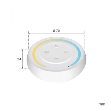Dimensions télécommande ronde 1 zone pour ruban LED CCT