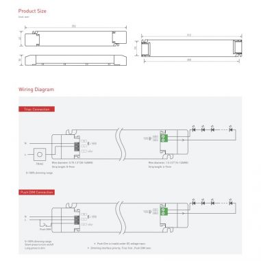 Branchement et dimensions Alimentation LED intérieur 150W Variable 24V