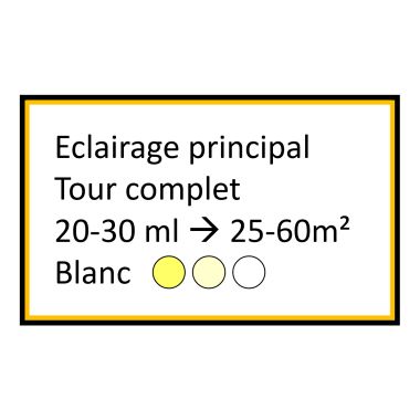 Corniche LED de 20 à 30ml pour éclairage principal blanc avec 2 zones