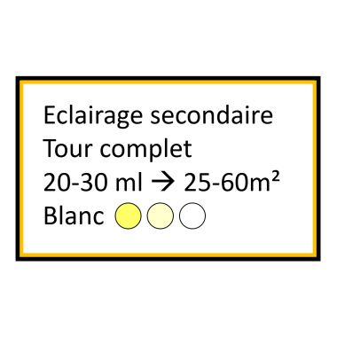 Corniche LED de 20 à 30ml pour éclairage secondaire blanc avec 2 zones