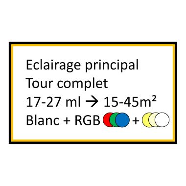 Corniche LED de 17 à 27ml pour éclairage principal couleur et blanc avec 1 zone