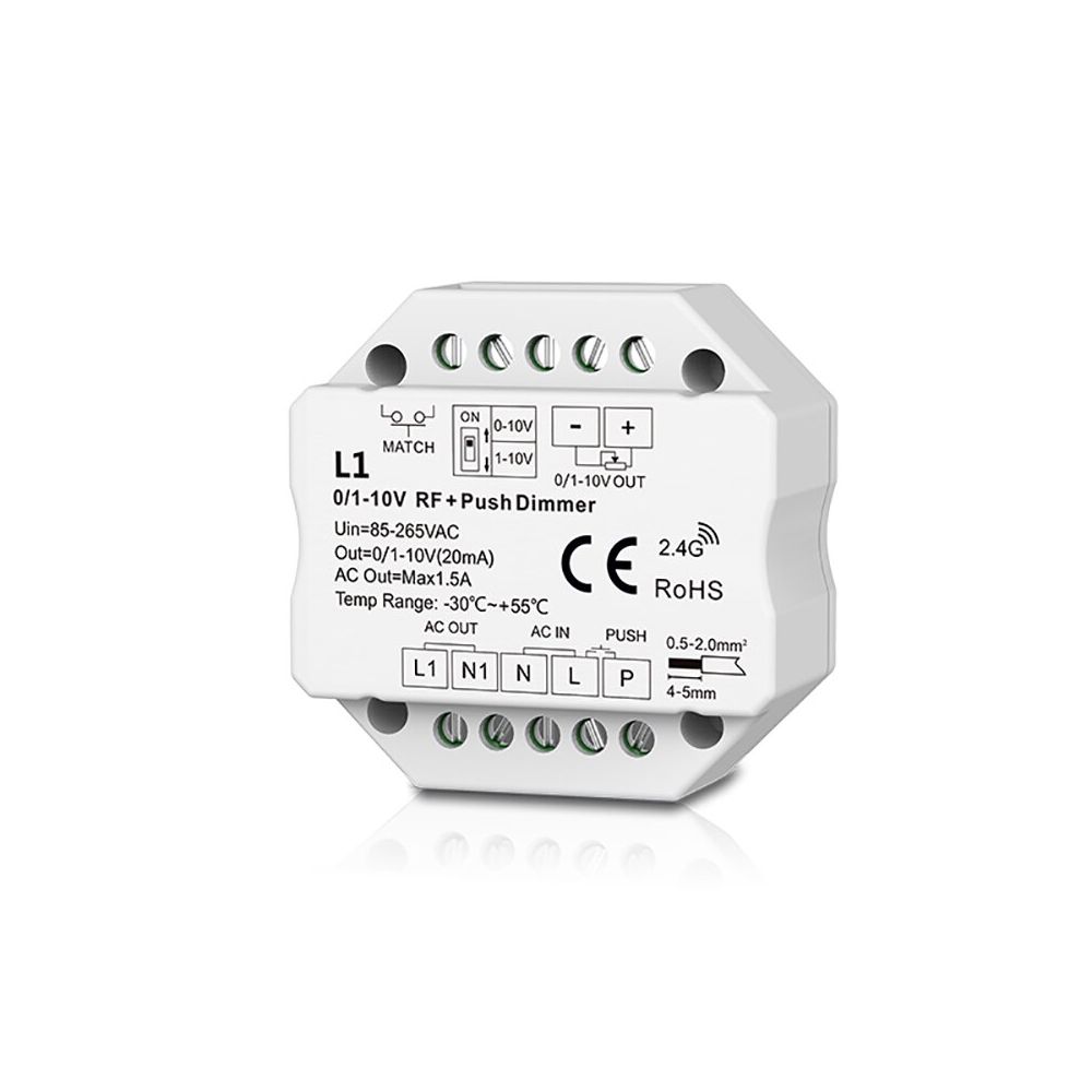Variateur LED radio 0-10V ou 1-10V avec bouton poussoir