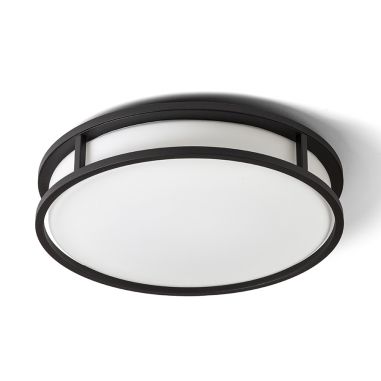 Plafonnier verre et métal noir éteint