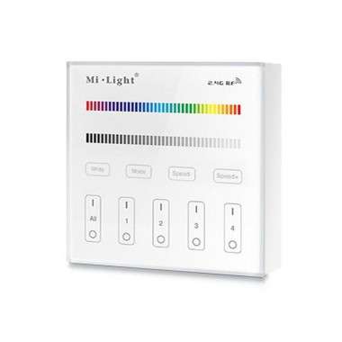 T3 LIGHTEU® Contrôleur de panneau à écran tactile intelligent mural sans fil 2,4 W RF 4 zones RGBW AC 90-120V Fonctionne uniquement avec les lumières LED de la série Mi-Light RGBW 