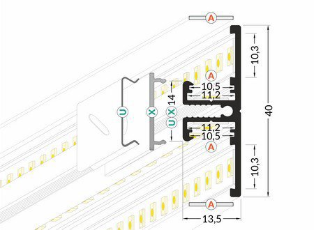 Dimensions profilé LED T