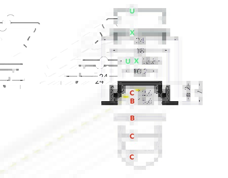 Dimensions profilé LED à encastrer