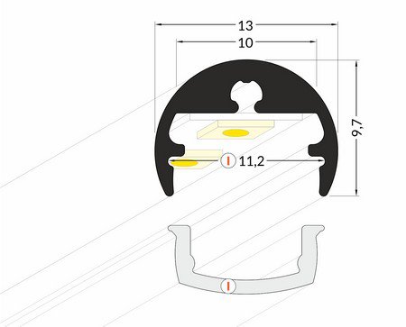 Dimensions profilé LED tube