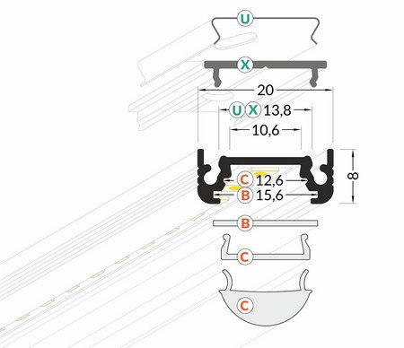 Profilé plat pour ruban LED