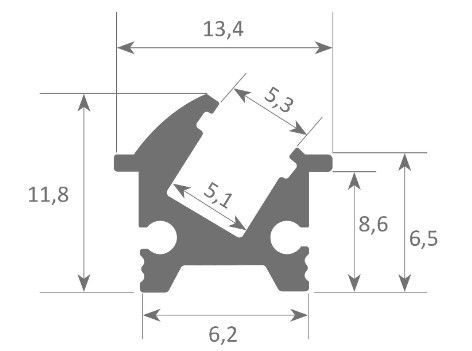 Dimensions mini profilé pou étagère pour bandeau LED