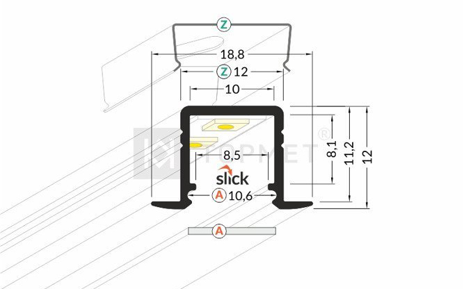 Profilé LED encastrable fin profond